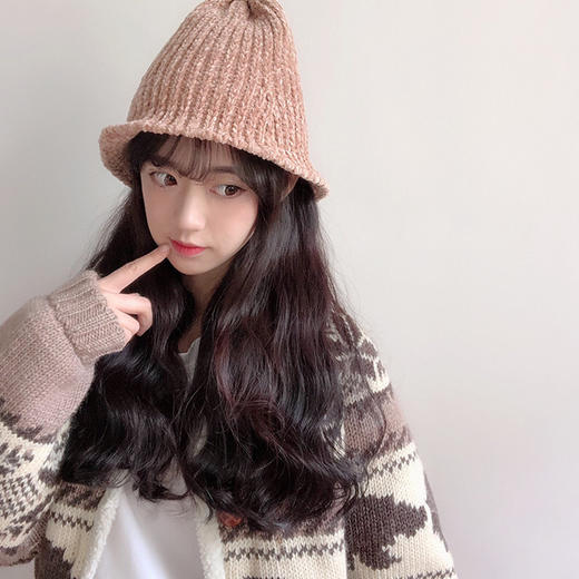 冬季女士针织帽  冬季渔夫帽子 盆帽 韩版 可折叠 保暖帽 商品图1