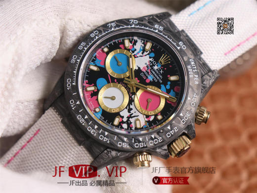 WWF劳力士，宇宙计时迪通拿系列，碳纤维材质打造，镜面双面电镀高透膜工艺，上海7750计时机芯，功能同步原装！男士腕表，绢丝表带，自动 商品图3