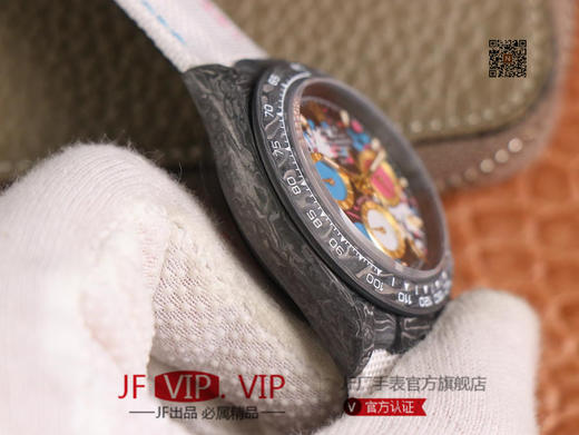 WWF劳力士，宇宙计时迪通拿系列，碳纤维材质打造，镜面双面电镀高透膜工艺，上海7750计时机芯，功能同步原装！男士腕表，绢丝表带，自动 商品图5