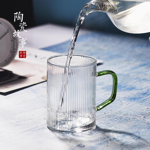 茶杯-玻璃水杯-竖纹彩把杯 个人杯 商品图6