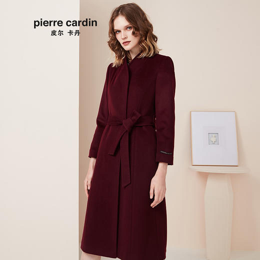 皮尔卡丹女装专柜正品羊毛呢大衣时尚系带淑女外套P94CH11T0
 商品图2