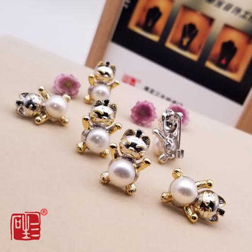 三生石悦倾城天然珍珠猫咪胸针 商品图1