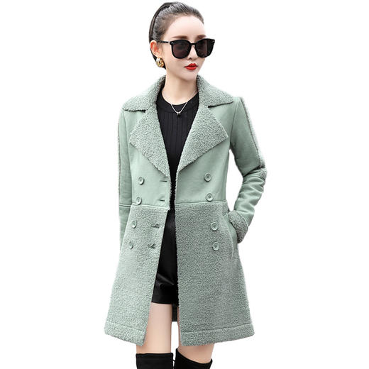 LJY-YB966-928冬季休闲皮毛一体翻领双排扣精品皮绒外套 商品图4