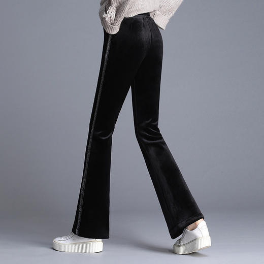 HT-99121加绒微喇直筒丝绒裤子秋冬高腰宽松垂感金丝绒阔腿裤 商品图2
