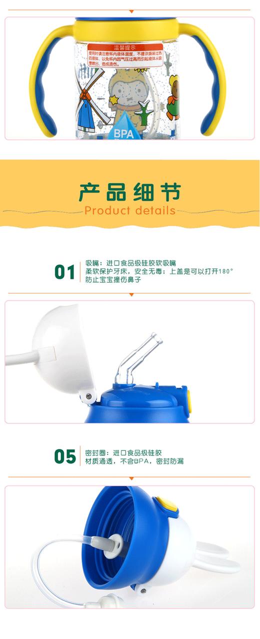 米菲卡通双耳吸管学饮杯400ml-4258蓝色JPY带授权招加盟代理 商品图5