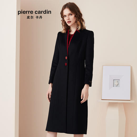 皮尔卡丹女装大衣黑色羊绒大衣高级感通勤保暖毛呢外套P94CL01B0
 商品图4