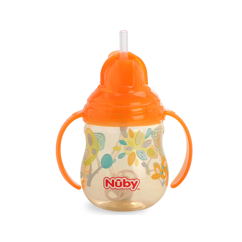 美国Nuby/努比宝宝儿童婴儿l咔嗒双耳360°弹跳吸管水杯270ml 随机色JPY带授权招加盟代理