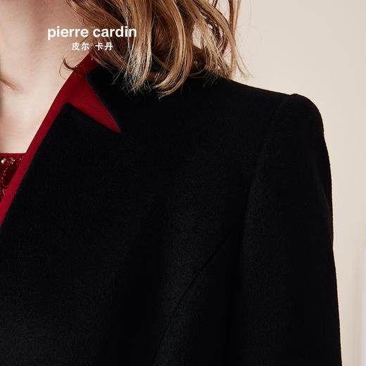 皮尔卡丹女装大衣黑色羊绒大衣高级感通勤保暖毛呢外套P94CL01B0
 商品图3