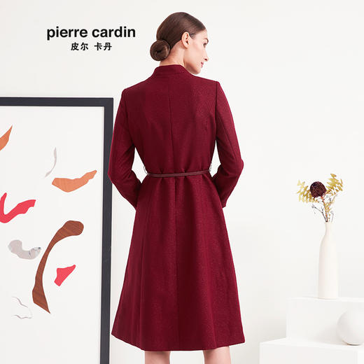 皮尔卡丹女装专柜正品秋季新款酒红色长袖连衣裙P93DL28T0
 商品图2