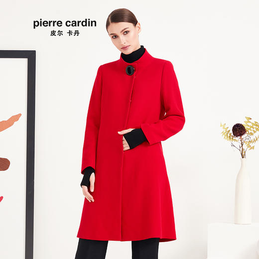 皮尔卡丹女装专柜正品红色时尚风衣外套中长款女上衣P93GH06R0
 商品图1
