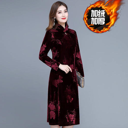 MQ-XFR869-1新款旗袍冬装加绒加厚裙子TZF 商品图2
