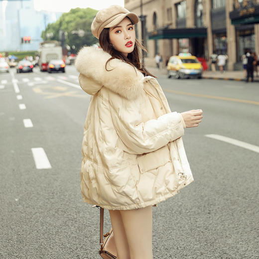 MIY-Y89807秋冬新款时尚白鸭绒真貉子毛领爆款外套 商品图2