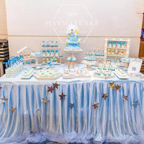 蓝色主题甜品台
