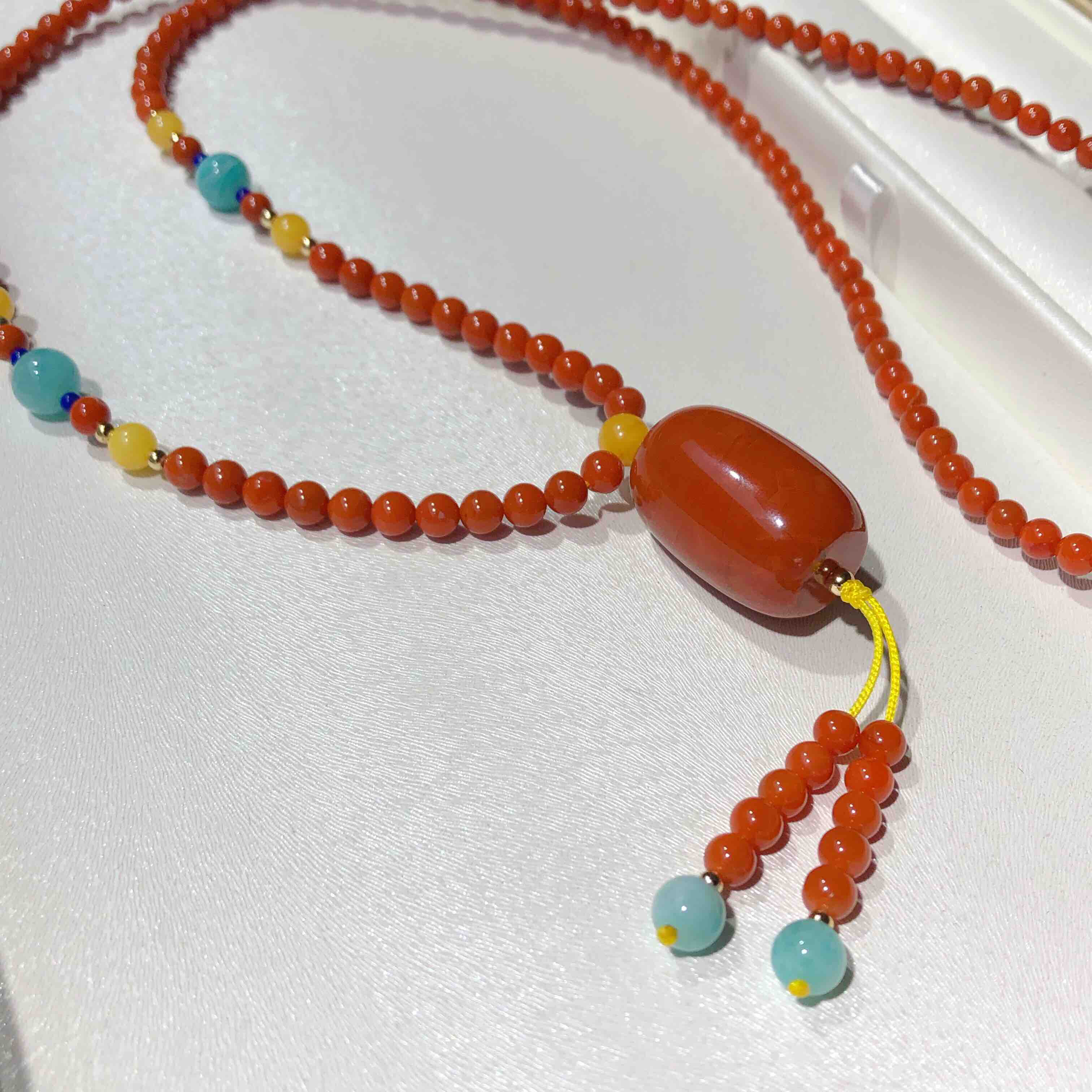 17528mm南红大桶珠配45mm南红项链