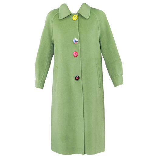 NYT-19525冬季新款胖mm时尚彩色扣子宽松中长款小个子双面呢羊毛大衣 商品图4