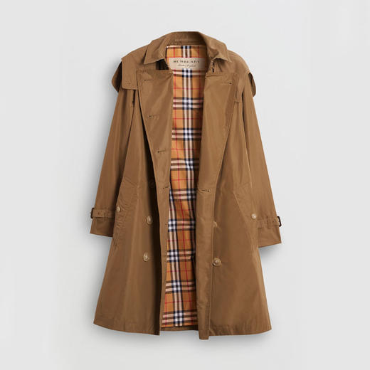 BURBERRY 巴宝莉 女士可拆式连帽塔夫绸 Trench 风衣驼色 8006112 A1420 商品图1