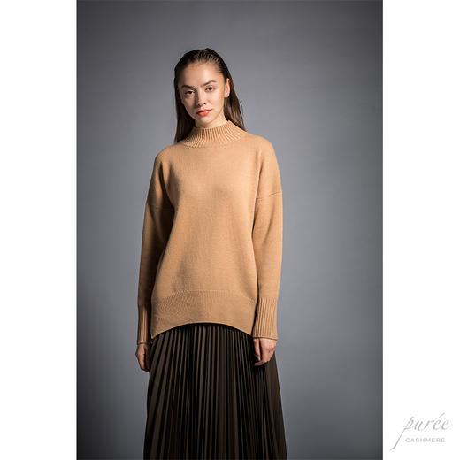 #1986 Half-neck Baby Cashmere Sweater 半高领小山羊绒毛衣 布蕾暖驼 商品图3