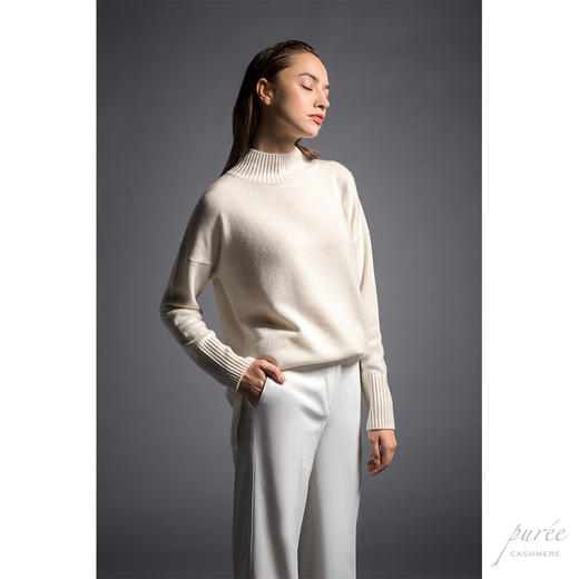 #1986 Half-neck Baby Cashmere Sweater 半高领小山羊绒毛衣 白 商品图5