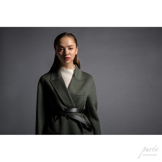 #1206 Boyfriend Blazer男友风松身长夹克(含定制腰带) 苍绿色 商品图2