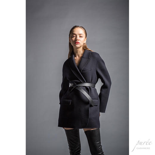 #1206 Boyfriend Blazer 男友风松身长夹克(含定制腰带) 午夜深蓝 商品图2