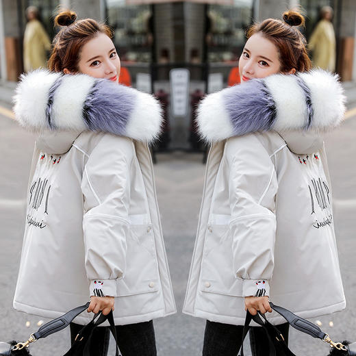 LJY-YH112-106彩色大毛领羽绒棉服 商品图1