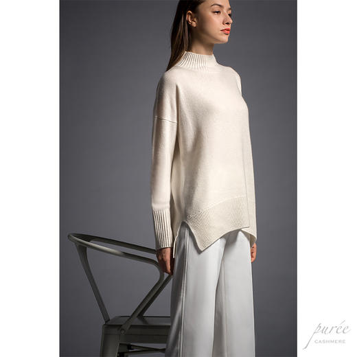 #1986 Half-neck Baby Cashmere Sweater 半高领小山羊绒毛衣 白 商品图4
