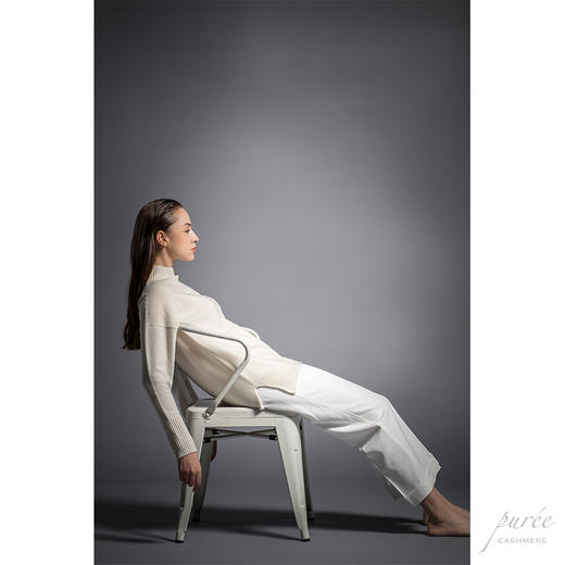 #1986 Half-neck Baby Cashmere Sweater 半高领小山羊绒毛衣 白 商品图3