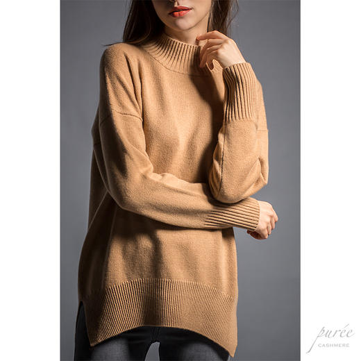 #1986 Half-neck Baby Cashmere Sweater 半高领小山羊绒毛衣 布蕾暖驼 商品图2