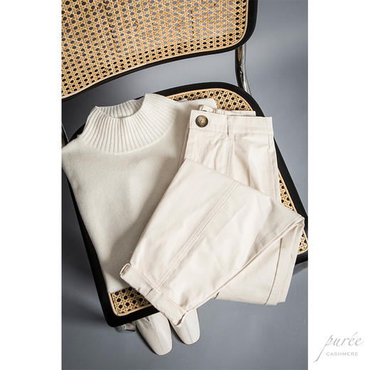 #1986 Half-neck Baby Cashmere Sweater 半高领小山羊绒毛衣 白 商品图7