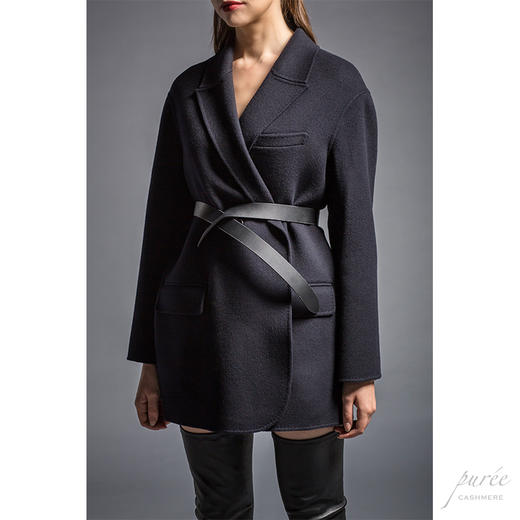 #1206 Boyfriend Blazer 男友风松身长夹克(含定制腰带) 午夜深蓝 商品图3