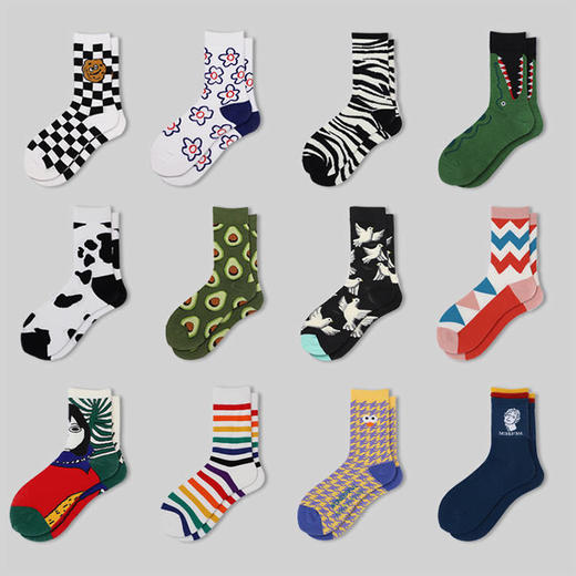 【个性网红原宿长筒袜 4双装】韩版中筒潮流ins可爱学生长袜 商品图1