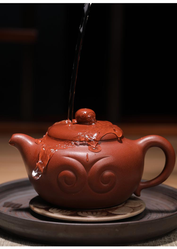 大唐红祥云如意紫砂壶