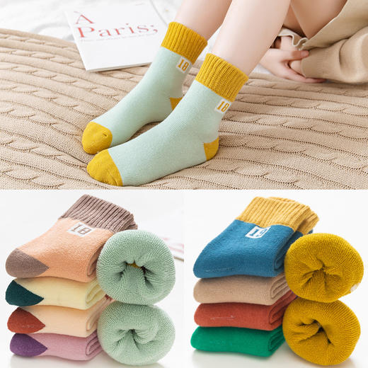 【加厚儿童袜5双】秋冬厚毛圈男女童棉袜 加绒保暖宝宝袜毛圈袜（1~12岁） 商品图4
