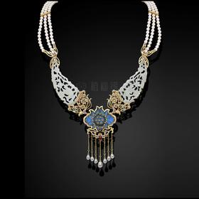 【双喜临门】白玉珍珠璎珞套链-ZX1812058