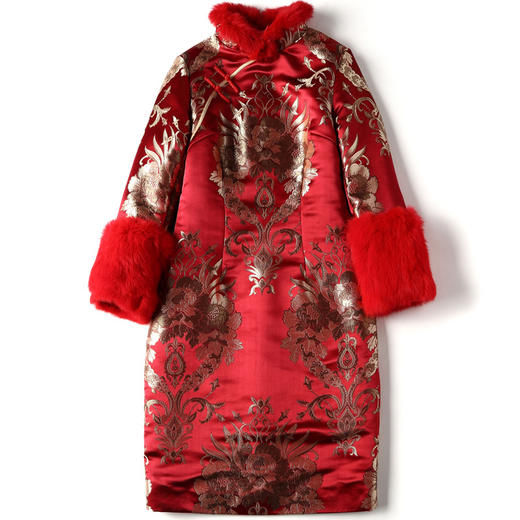 AYK-QF-1811279冬季夹棉新娘敬酒婚宴修身连衣裙 商品图4