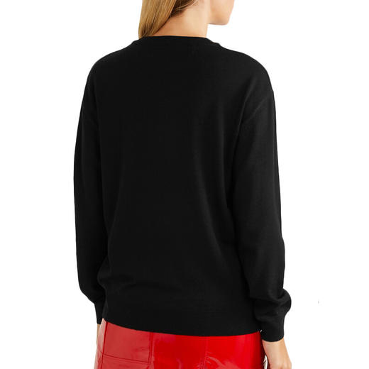 MOSCHINO 莫斯奇诺 变形金刚女士黑色羊毛长袖圆领针织衫 黑色 0918 5501 3555 商品图2