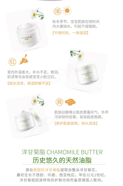 润本婴儿洋甘菊舒缓霜 宝宝面霜A0279 50gJPY带授权招加盟代理 商品图5