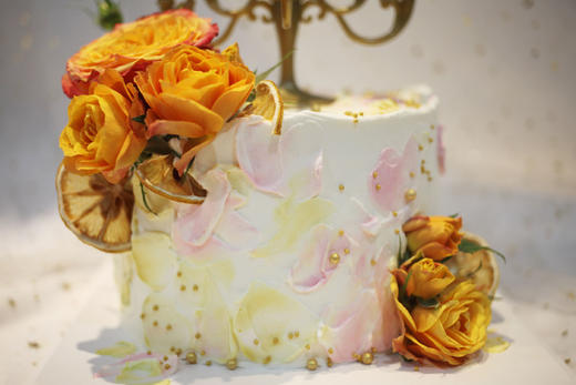 女士款  复古烛台 橙色系鲜花 商品图2