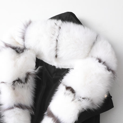 BO-da300欧洲站海宁皮草外套狐狸毛领獭兔毛派克服大衣 商品图3