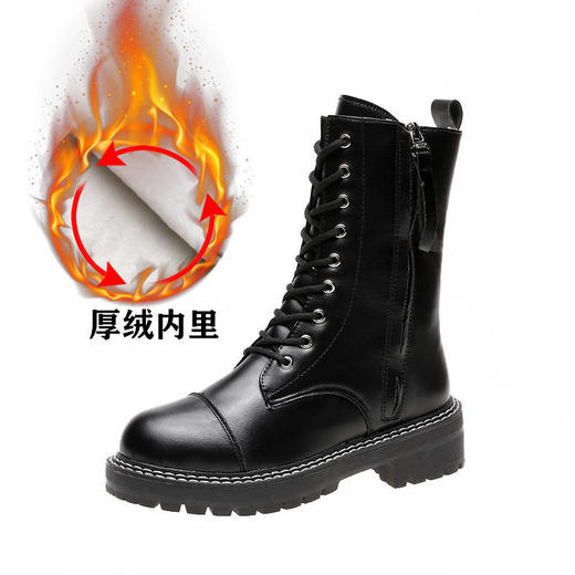 新款时尚防水防滑平底中筒靴子棉鞋女冬季加绒雪地靴七夕情人节 商品图6