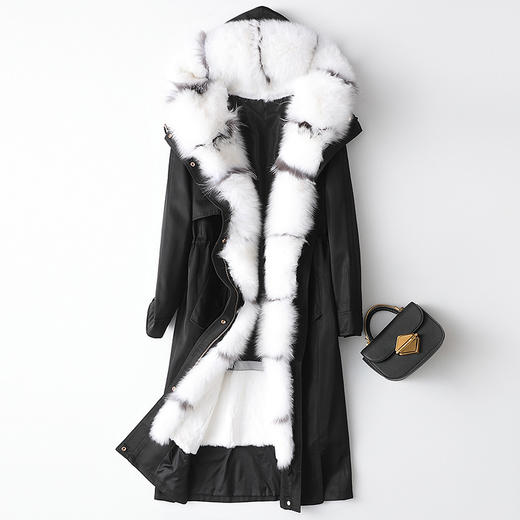BO-da300欧洲站海宁皮草外套狐狸毛领獭兔毛派克服大衣 商品图2