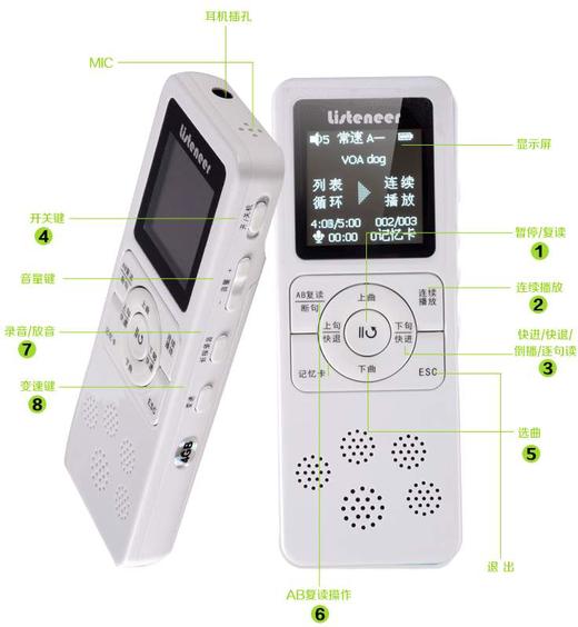 学英语磨耳朵神器倾听者复读机m2m2s智能复读机可断句录音蓝牙标配送