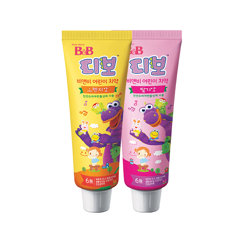 韩国保宁B&B幼儿牙膏(橙子+草莓)组合装90g+90gJPY带授权招加盟代理