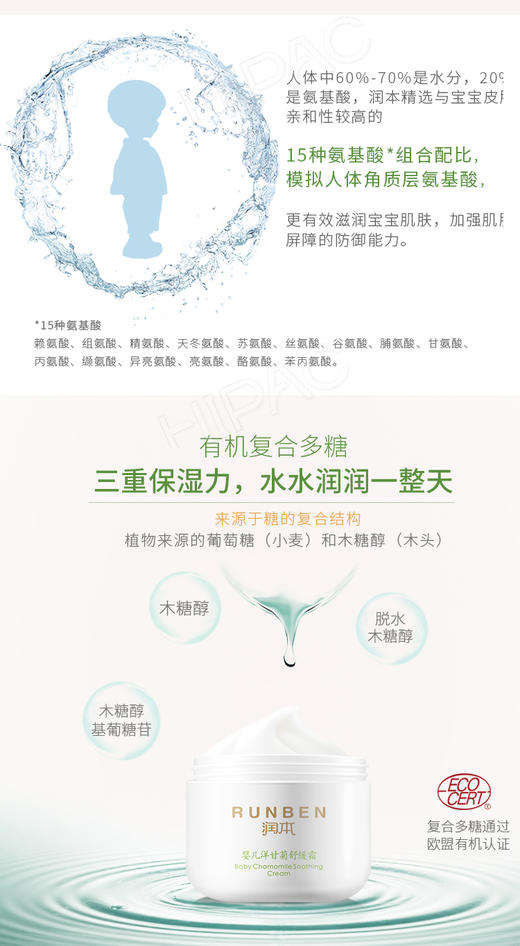 润本婴儿洋甘菊舒缓霜 宝宝面霜A0279 50gJPY带授权招加盟代理 商品图7
