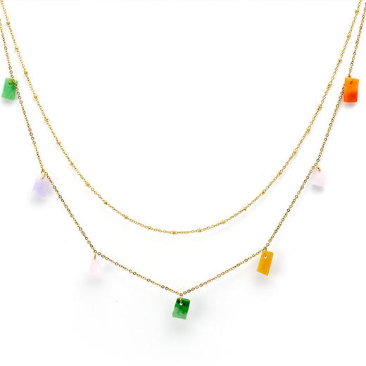 天然彩色翡翠双链 TRACEY CHEN 商品图0