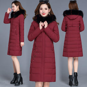 WEJMYS19B905中长款时尚绣花加厚保暖棉服女