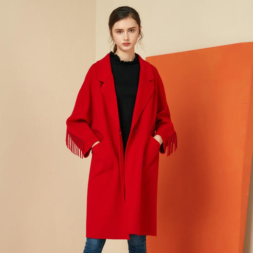 EITIE爱特爱秋冬时尚宽松直筒显瘦羊毛大衣中长款女外套6014732 商品图2