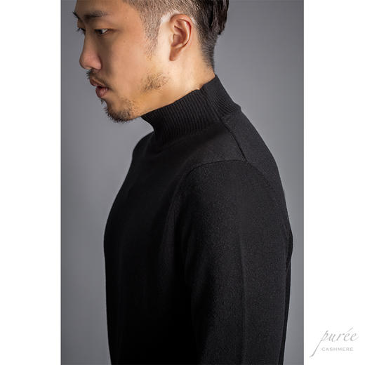 #1990 Half-neck Men’s Sweater 半高领男款毛衣 黑色/亚麻白 商品图4
