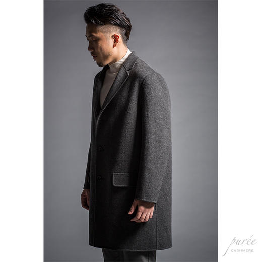 #HOMME-3 Pocket Details Coat 单排极简翻盖袋大衣(内含胸口袋) 烟灰色 商品图4