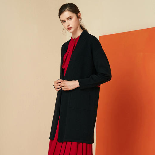 EITIE爱特爱女装秋冬宽松百搭显瘦针织衫开衫外套中长款6001721 商品图2